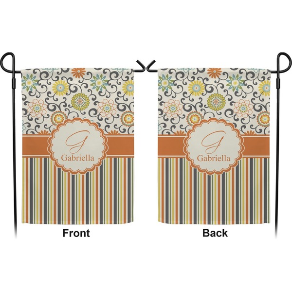 Swirls, Floral & Stripes Garden Flag - Double Sided Front and Back