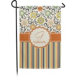 Swirls, Floral & Stripes Small Garden Flag - Double Sided w/ Name and Initial