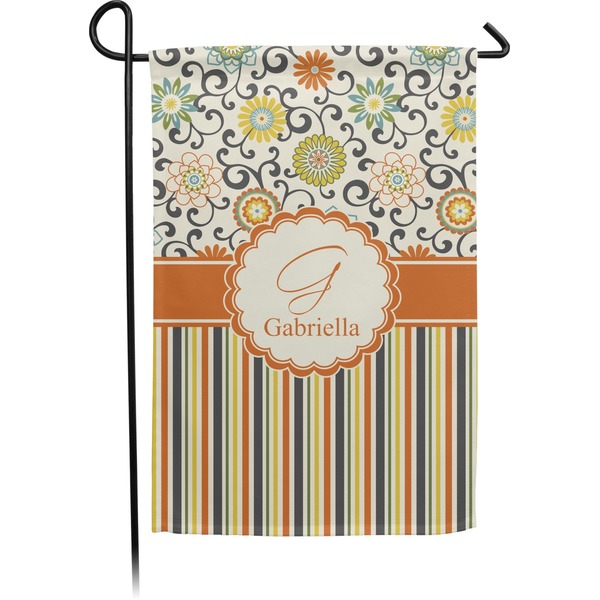 Custom Swirls, Floral & Stripes Small Garden Flag - Double Sided w/ Name and Initial