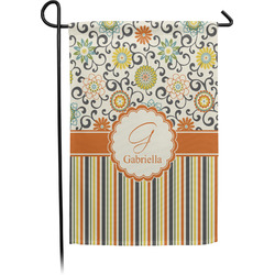 Swirls, Floral & Stripes Small Garden Flag - Single Sided w/ Name and Initial