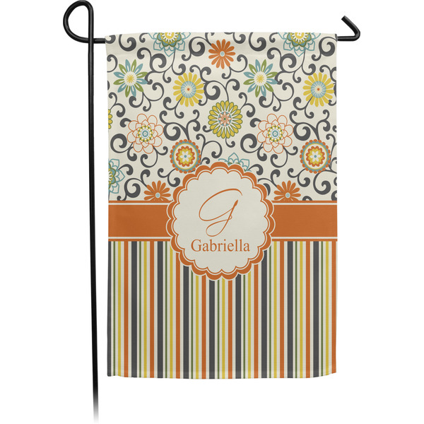 Custom Swirls, Floral & Stripes Small Garden Flag - Single Sided w/ Name and Initial