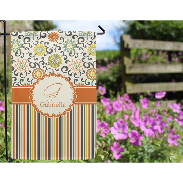 Swirls, Floral & Stripes Garden Flag - Outside In Flowers