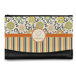 Swirls, Floral & Stripes Genuine Leather Women's Wallet - Small (Personalized)
