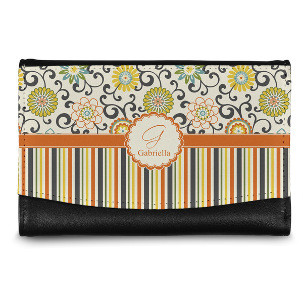 Custom Swirls, Floral & Stripes Genuine Leather Women's Wallet - Small (Personalized)