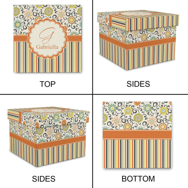 Swirls, Floral & Stripes Gift Boxes with Lid - Canvas Wrapped - Large - Approval