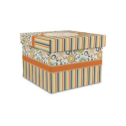 Swirls, Floral & Stripes Gift Box with Lid - Canvas Wrapped - Small (Personalized)