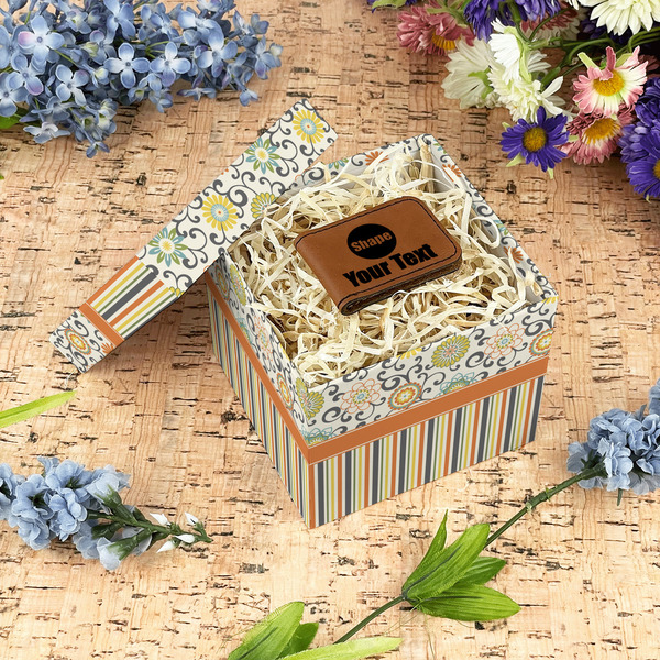 Swirls, Floral & Stripes Gift Boxes with Lid - Canvas Wrapped - Small - In Context
