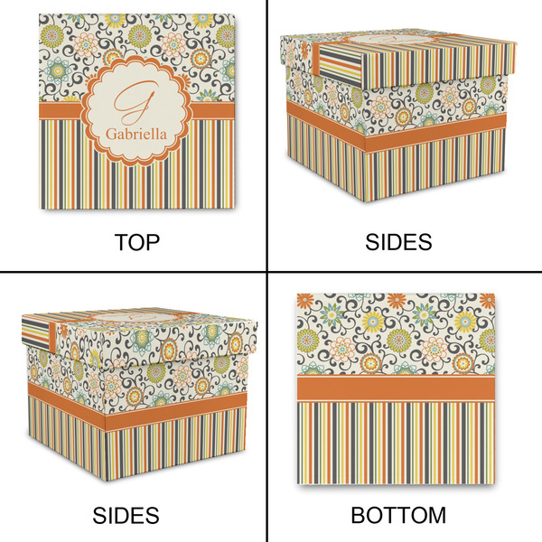 Swirls, Floral & Stripes Gift Boxes with Lid - Canvas Wrapped - X-Large - Approval