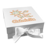 Swirls, Floral & Stripes Gift Box with Magnetic Lid - White (Personalized)