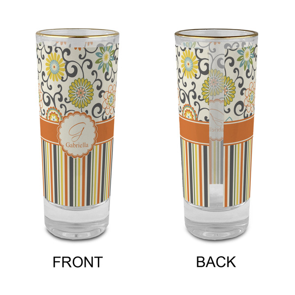 Swirls, Floral & Stripes Glass Shot Glass - 2 oz - Single - APPROVAL