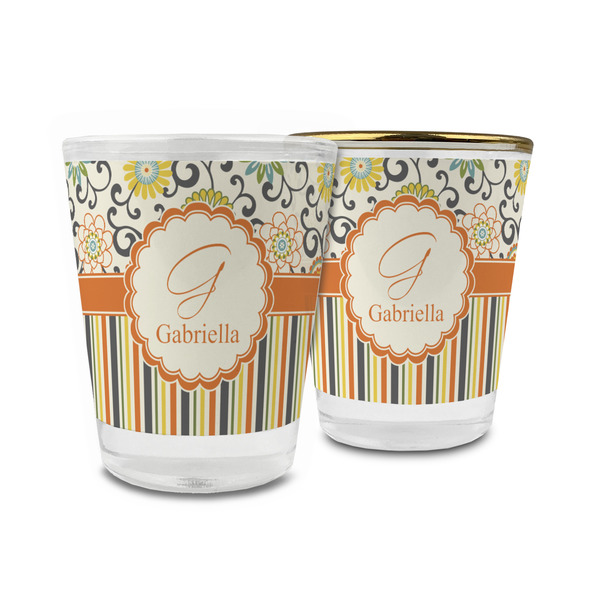 Custom Swirls, Floral & Stripes Glass Shot Glass - 1.5 oz (Personalized)