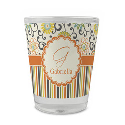 Swirls, Floral & Stripes Glass Shot Glass - 1.5 oz - Set of 4 (Personalized)