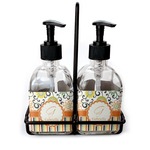 Swirls, Floral & Stripes Glass Soap & Lotion Bottle Set (Personalized)
