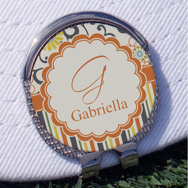 Custom Swirls, Floral & Stripes Golf Ball Marker - Hat Clip