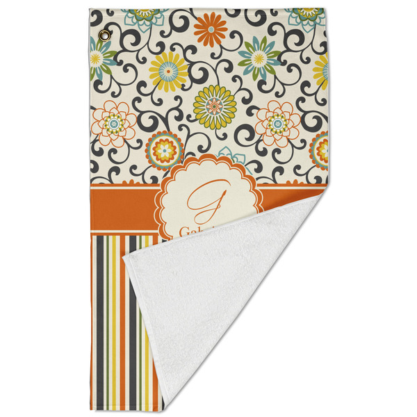 Swirls, Floral & Stripes Golf Towel - Folded (Large)