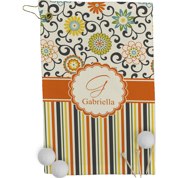 Swirls, Floral & Stripes Golf Towel (Personalized)