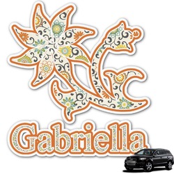 Swirls, Floral & Stripes Graphic Car Decal (Personalized)