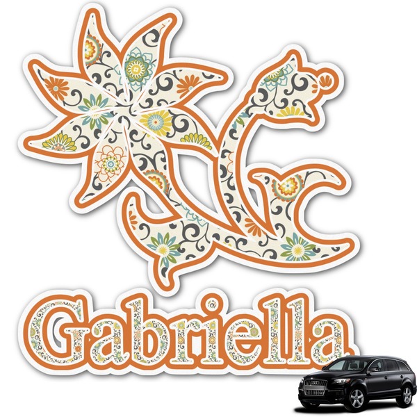Custom Swirls, Floral & Stripes Graphic Car Decal (Personalized)