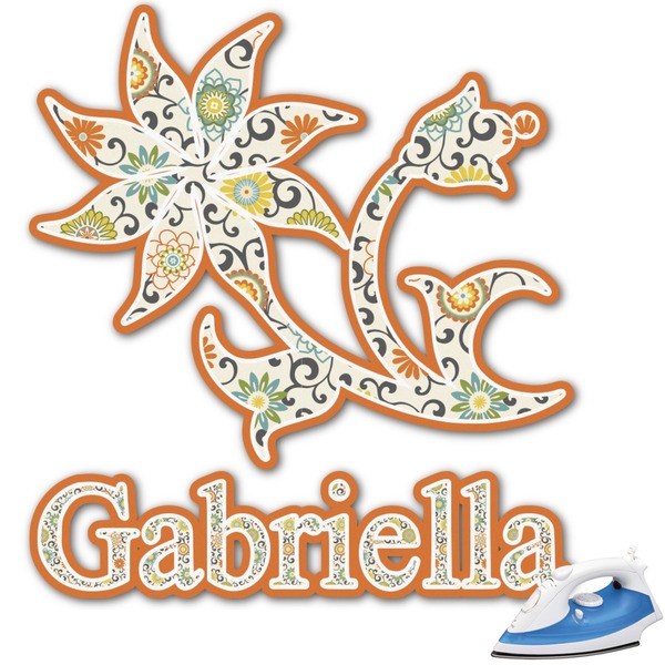 Custom Swirls, Floral & Stripes Graphic Iron On Transfer (Personalized)