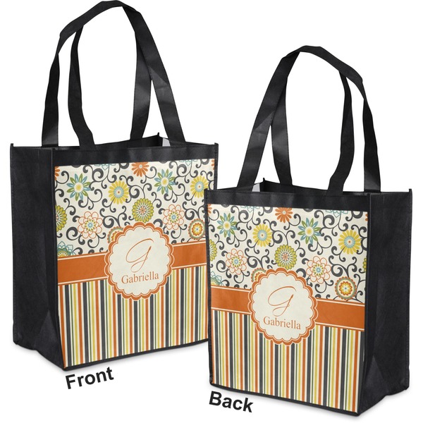 Swirls, Floral & Stripes Grocery Bag - Apvl