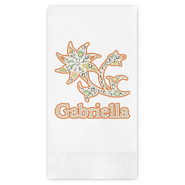 Custom Swirls, Floral & Stripes Guest Napkins - Full Color - Embossed Edge (Personalized)