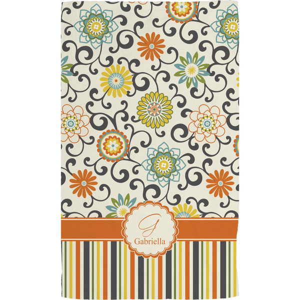 Swirls, Floral & Stripes Hand Towel (Personalized)