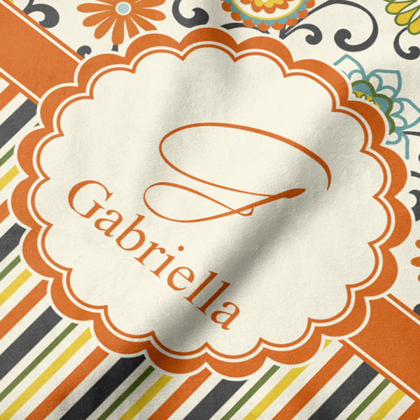 Swirls, Floral & Stripes Hooded Baby Towel- Detail Close Up