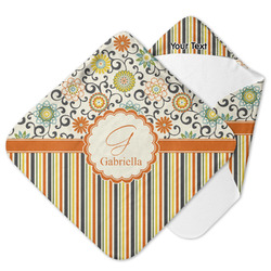 Swirls, Floral & Stripes Hooded Baby Towel (Personalized)
