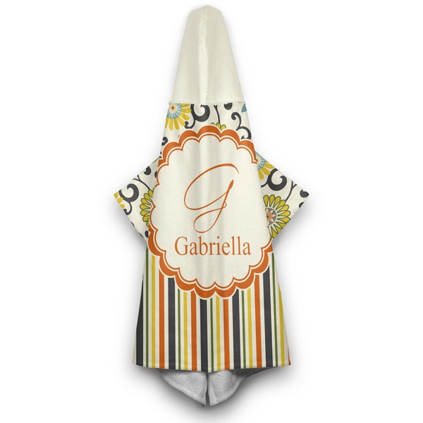 Swirls, Floral & Stripes Hooded Towel - Hanging