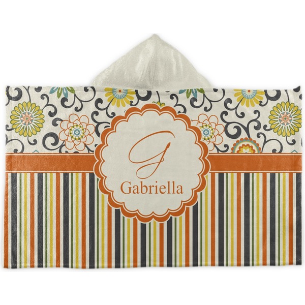 Custom Swirls, Floral & Stripes Kids Hooded Towel (Personalized)