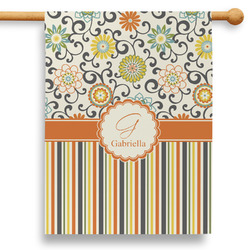 Swirls, Floral & Stripes 28" House Flag (Personalized)