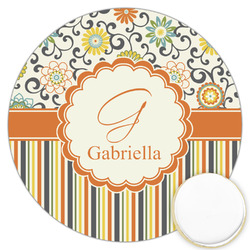 Swirls, Floral & Stripes Printed Cookie Topper - 3.25" (Personalized)