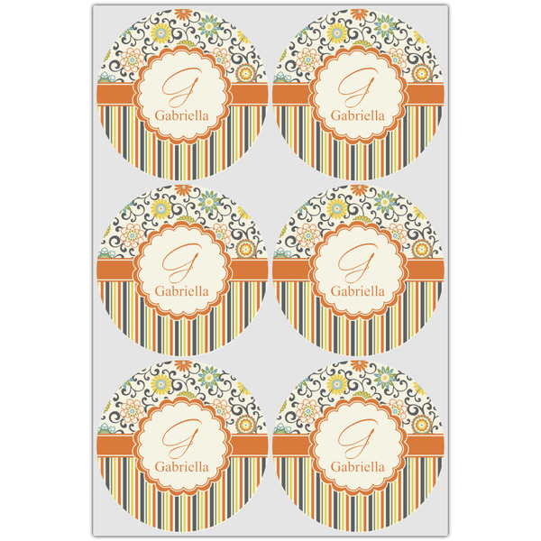 Swirls, Floral & Stripes Icing Circle - Large - Set of 6
