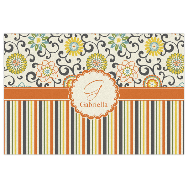 Swirls, Floral & Stripes Indoor / Outdoor Rug - 2'x3' - Front Flat