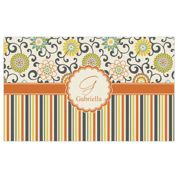 Swirls, Floral & Stripes Indoor / Outdoor Rug - 3'x5' - Front Flat