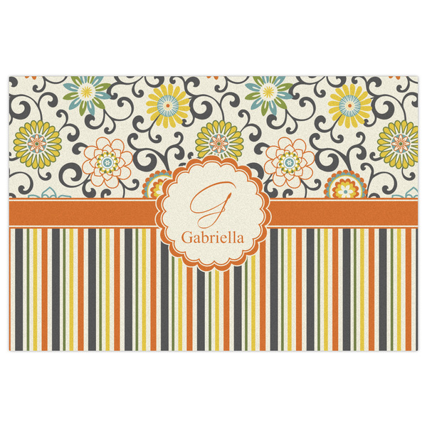 Swirls, Floral & Stripes Indoor / Outdoor Rug - 4'x6' - Front Flat