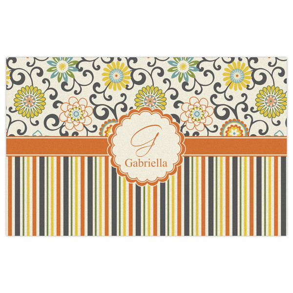 Swirls, Floral & Stripes Indoor / Outdoor Rug - 5'x8' - Front Flat