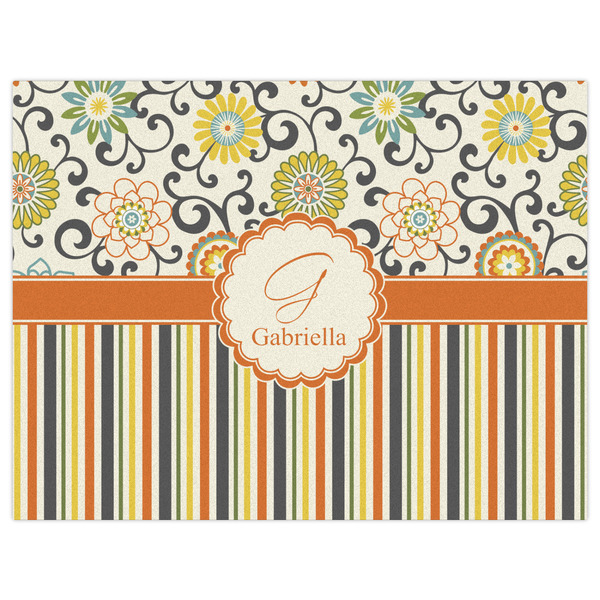 Swirls, Floral & Stripes Indoor / Outdoor Rug - 6'x8' - Front Flat