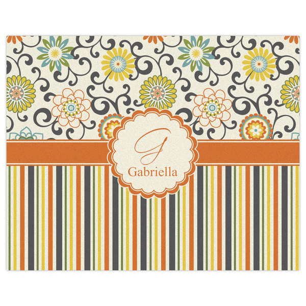 Swirls, Floral & Stripes Indoor / Outdoor Rug - 8'x10' - Front Flat