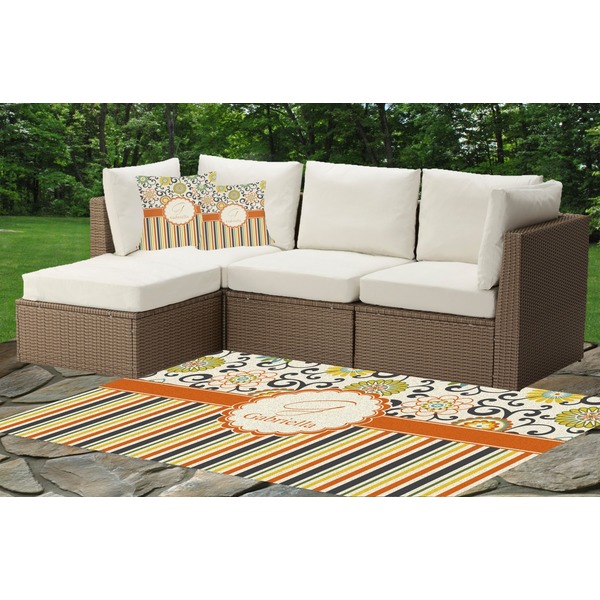 Swirls, Floral & Stripes Outdoor Mat & Cushions