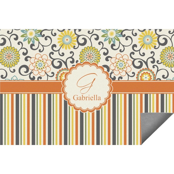 Custom Swirls, Floral & Stripes Indoor / Outdoor Rug - 3'x5' (Personalized)