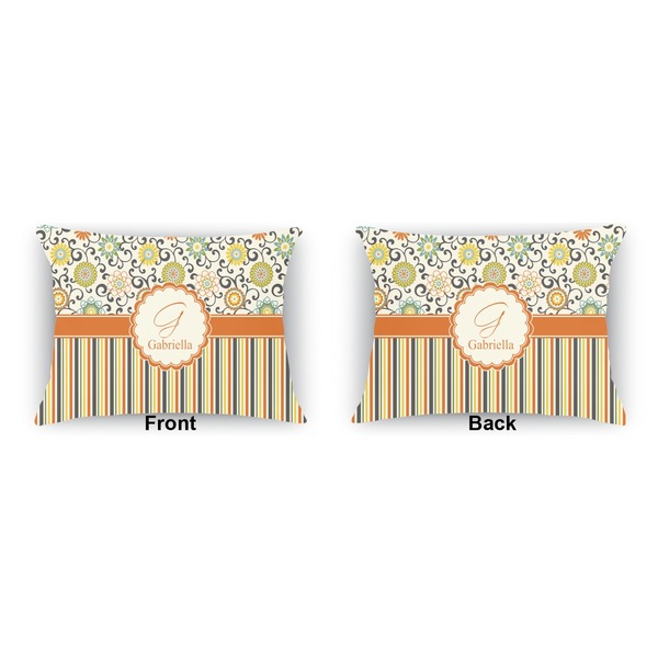 Swirls, Floral & Stripes  Indoor Rectangular Burlap Pillow (Front and Back)