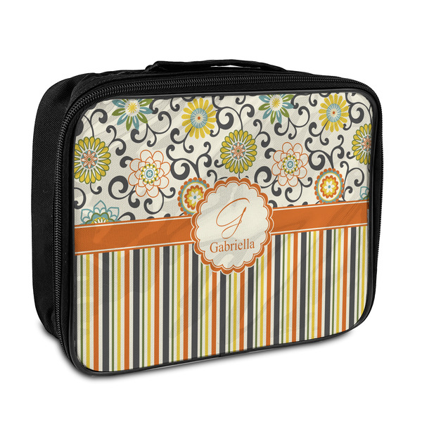 Custom Swirls, Floral & Stripes Insulated Lunch Bag (Personalized)