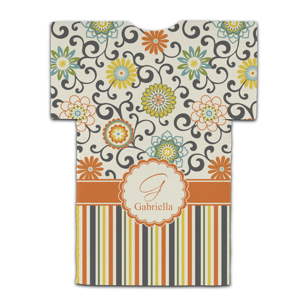 Swirls, Floral & Stripes Jersey Bottle Cooler - BACK (flat)