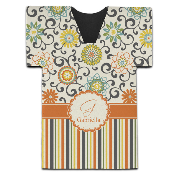 Custom Swirls, Floral & Stripes Jersey Bottle Cooler (Personalized)