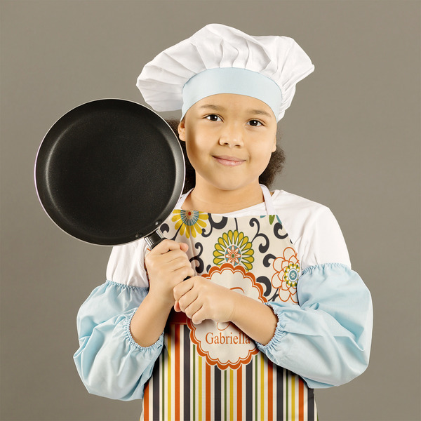 Swirls, Floral & Stripes Kid's Aprons - Medium - Lifestyle