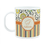 Swirls, Floral & Stripes Plastic Kids Mug (Personalized)