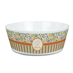 Swirls, Floral & Stripes Kid's Bowl (Personalized)