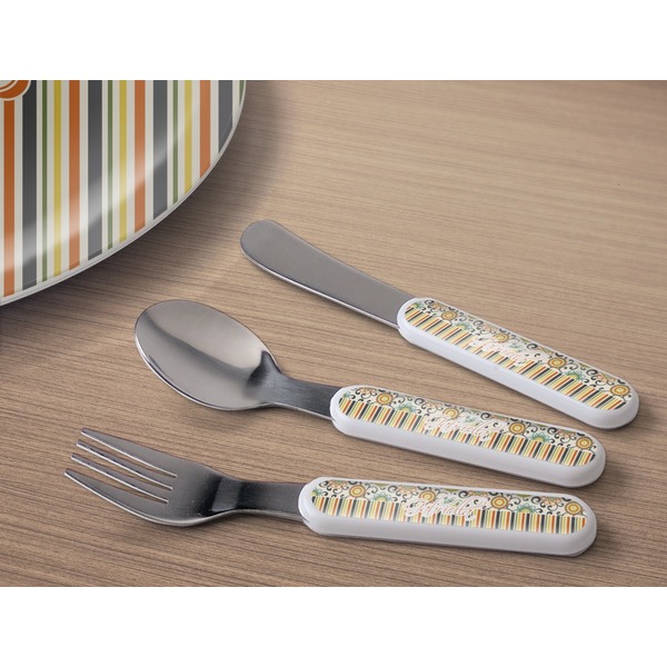 Swirls, Floral & Stripes Kids Flatware w/ Plate