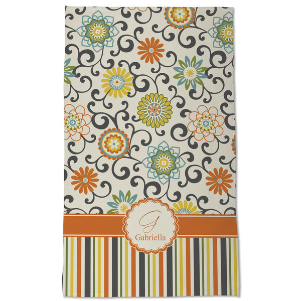 Swirls, Floral & Stripes Kitchen Towel - Poly Cotton - Full Front